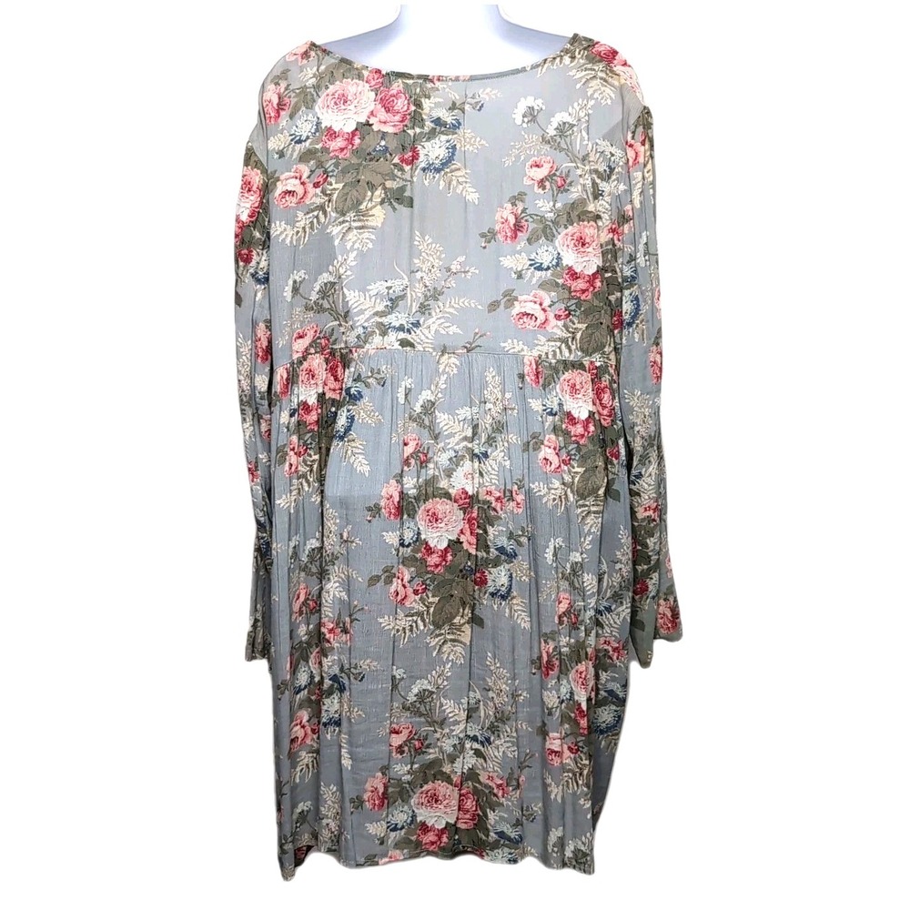 Denim & Supply Ralph Lauren Babydoll Mini Dress L Green Floral Pockets Prairie - Picture 3 of 14
